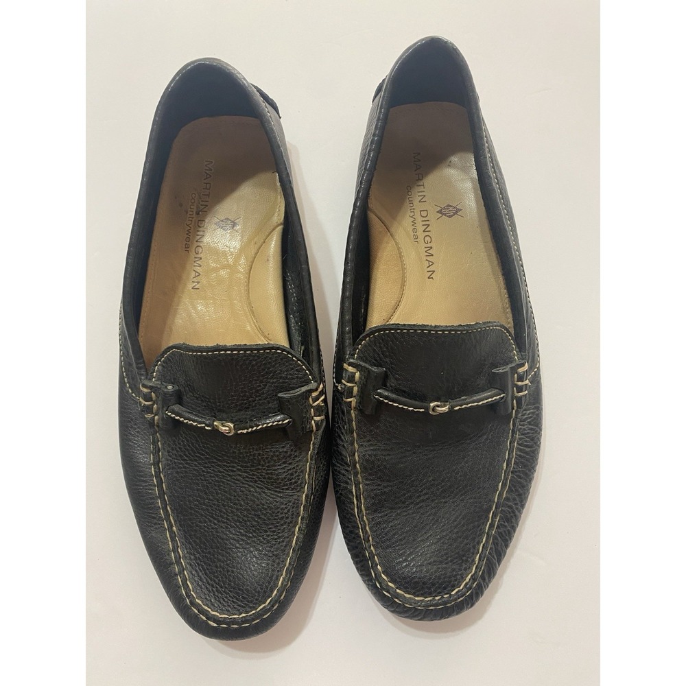 MARTIN DINGMAN Wallace Leather Grain Black Horse Bit Men's Driving Loafer Size 9